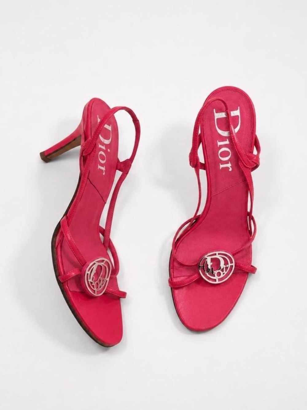 Vintage Dior Hot Pink Slingback Logo Heels